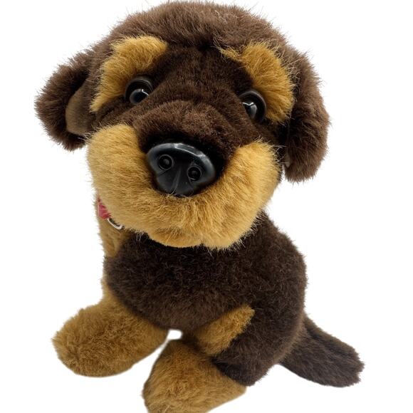 Vtg Paul Import Puppy Dog Plush 9" Hamburg Germany Stuffed Animal 2-Tone Brown - Picture 2 of 16